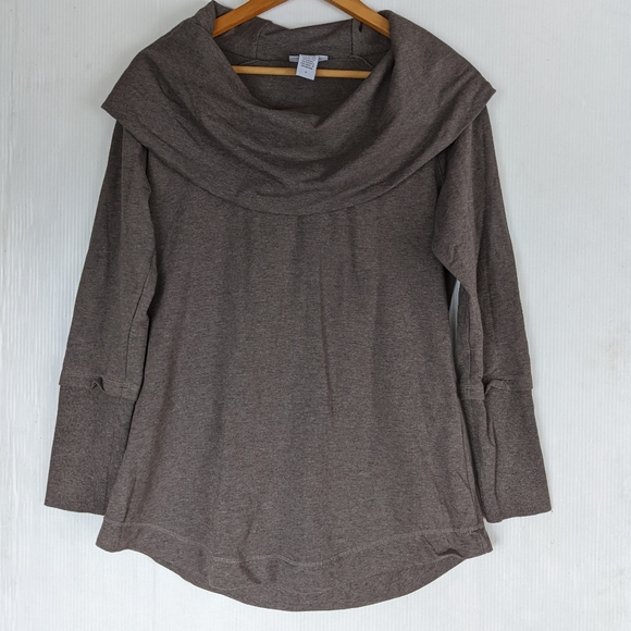 SOFT SURROUNDINGS cowl neck damask tan sweater - Picture 5 of 12